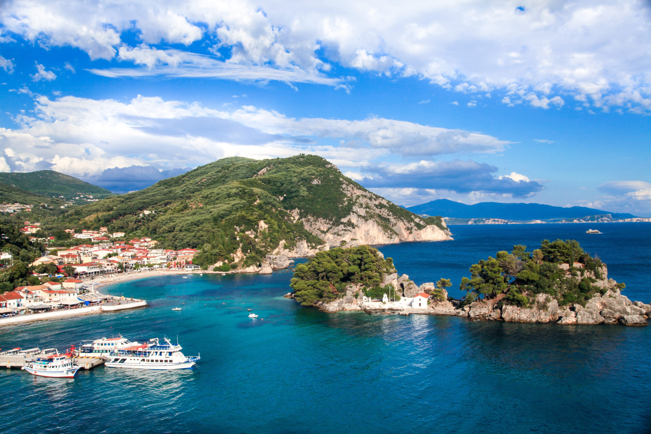 The view of the small island in Parga